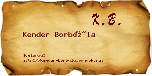 Kender Borbála névjegykártya